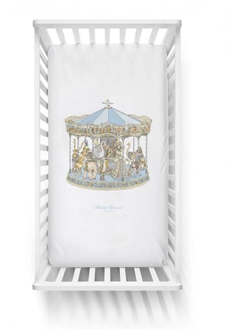  Atelier Choux | SATINFITTEDSHEETCAROUSEL BLUE